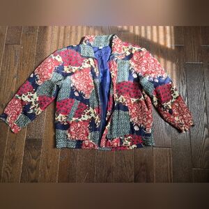 Coaco Women's Patchwork Jacket - Red and Blue
